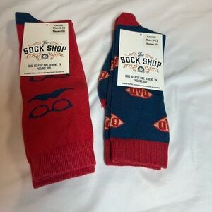 Pack of 2 Red and Blue Men's Socks - Super Day/Mustache NWT